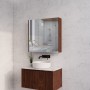 Brown Oak Fluted Mirror Cabinet 750